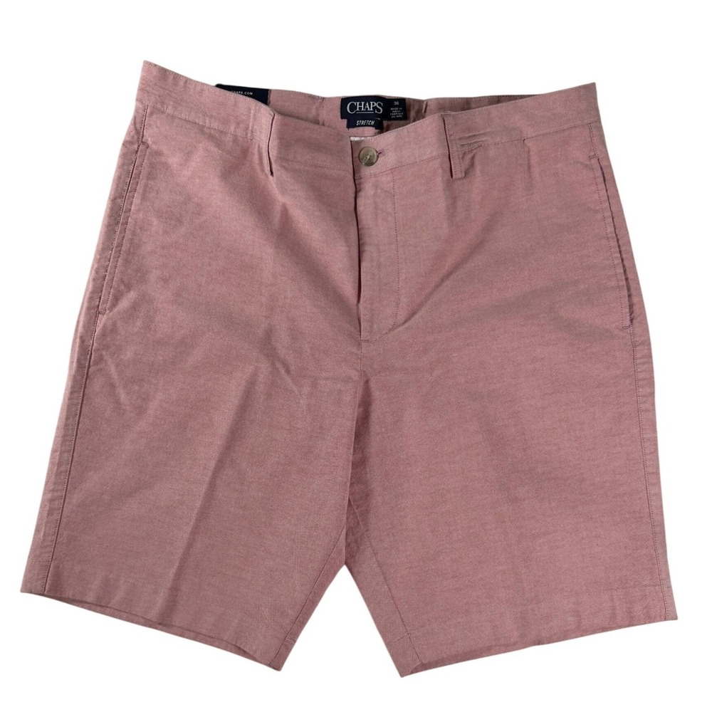 Chaps Bermuda Oxford Short Stretch Cotton Blend Red Mens 36